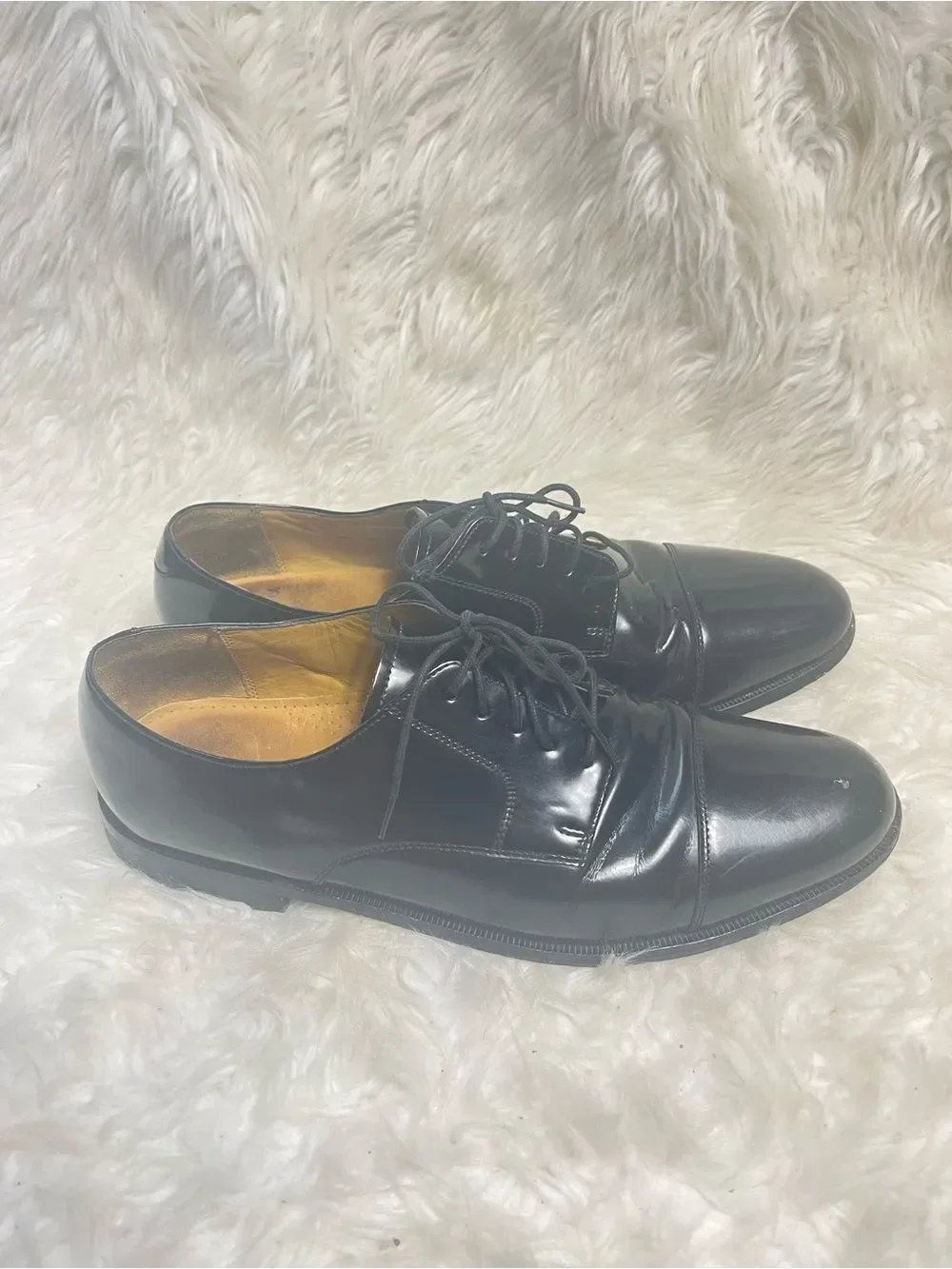 Cole Haan Black Leather Cap-Toe Oxfords